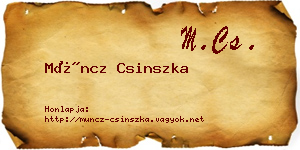 Müncz Csinszka névjegykártya